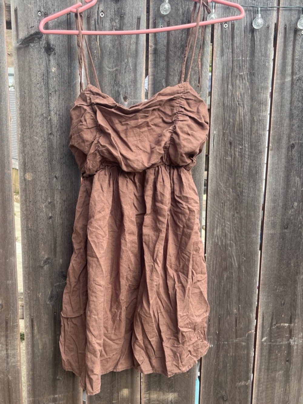 Urban Renewal Brown Spaghetti-Strap Mini Dress